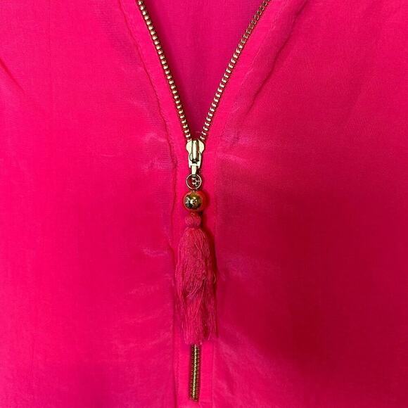 Soft Surroundings Hot Pink Gold Zip Front Tunic Tank Top Viscose Size M - Picture 4 of 5